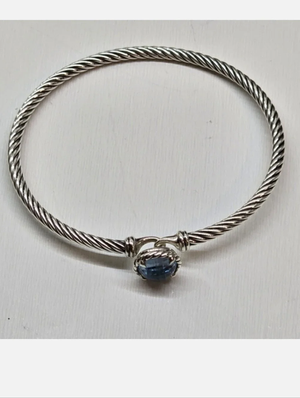 David Yurman petite Chatelaine sterling bracelet with blue topaz Size: M